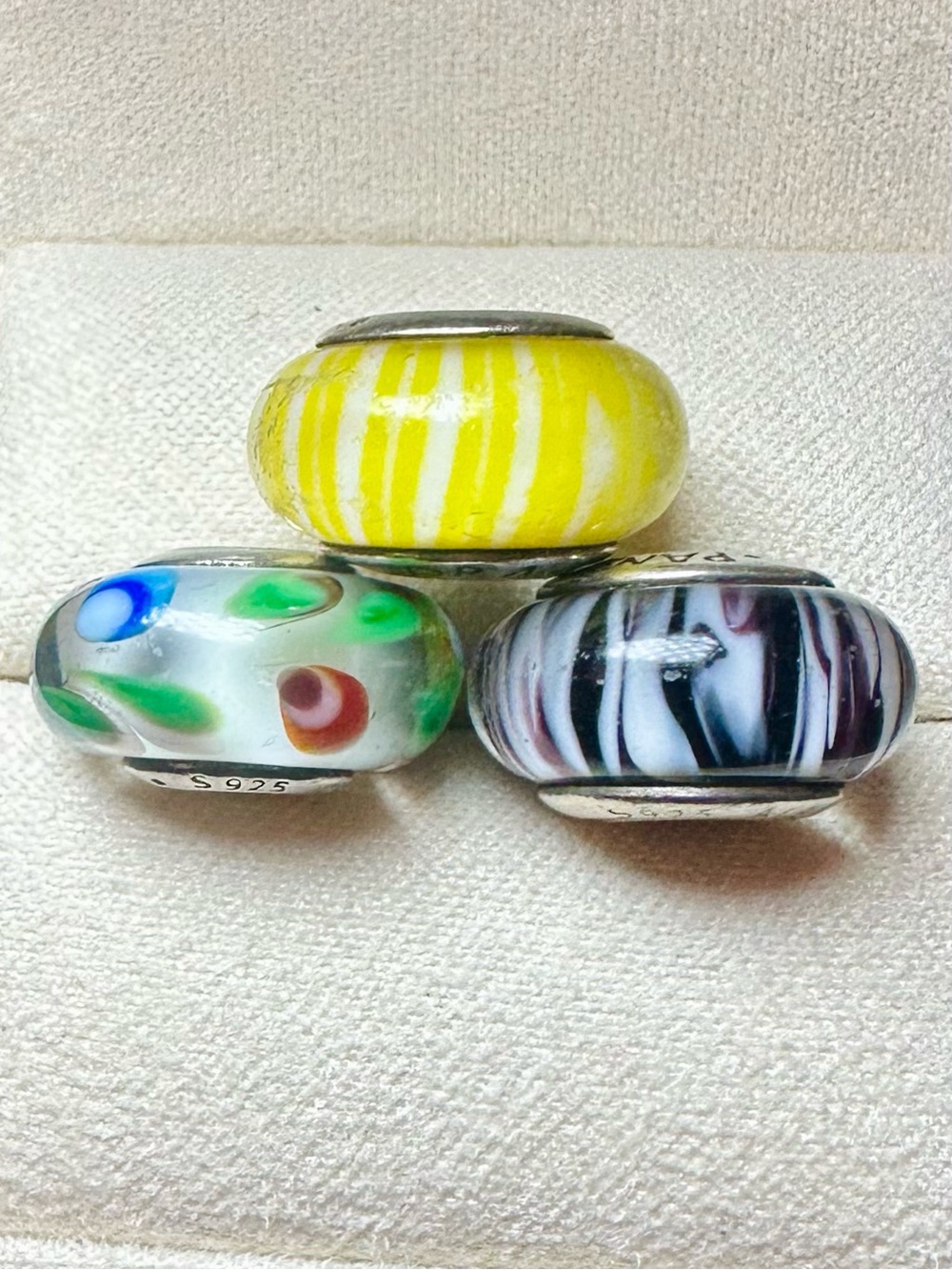 Authentic Pandora Murano Glass Charm Bundle | 3 Sterling Silver 925 ALE Charms
